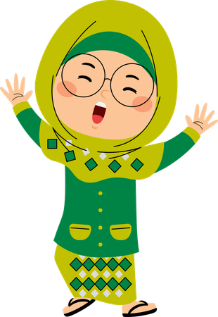 Hijab girl waving hands  Illustration