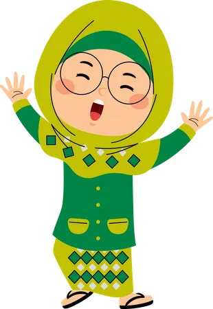 Hijab girl waving hands  Illustration