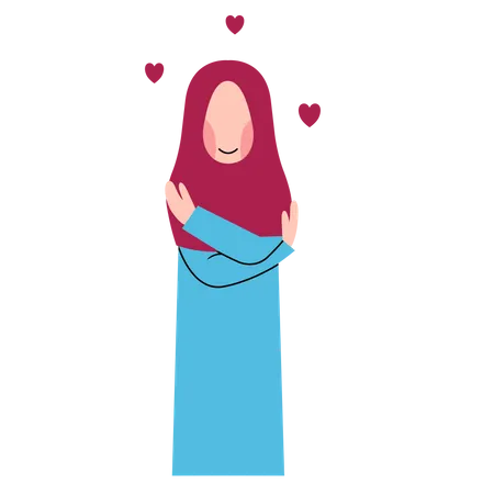 Hijab girl With Self Love Illustration