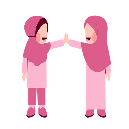 Meninas Hijab fazendo high five  Ilustração