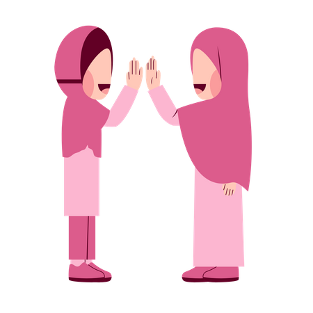 Meninas Hijab fazendo high five  Ilustração