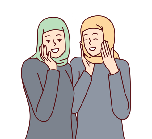 Hijab girls laughing together Illustration