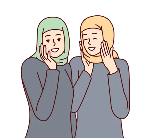 Hijab girls laughing together Illustration
