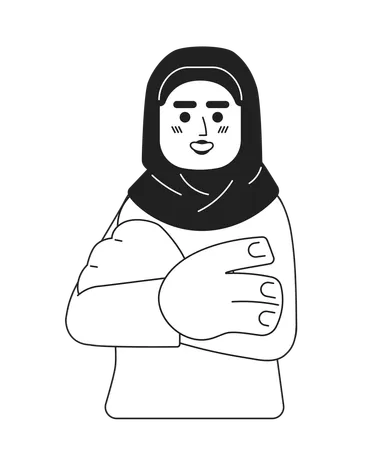 Hijab jeune femme adulte confiant les bras croisés  Illustration