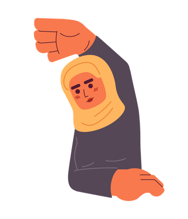 Hijab, jeune femme adulte, étirement bras, exercice  Illustration