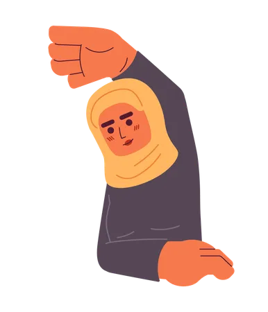 Hijab, jeune femme adulte, étirement bras, exercice  Illustration