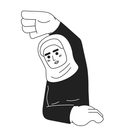 Hijab, jeune femme adulte, étirement bras, exercice  Illustration