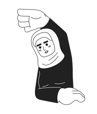 Hijab mujer adulta joven estirando el ejercicio del brazo  Ilustración