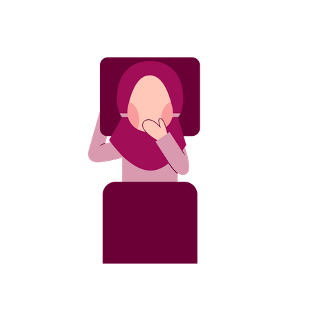 Hijab Kid Covering Mouth While Yawning  Illustration