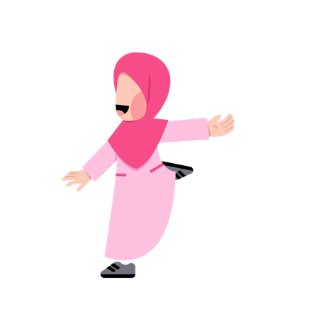 Hijab kid running  Illustration