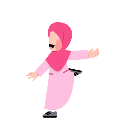 Hijab kid running  Illustration