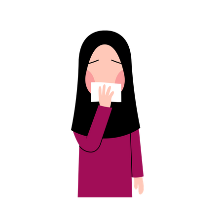 Hijab Kid Sneezing  Illustration