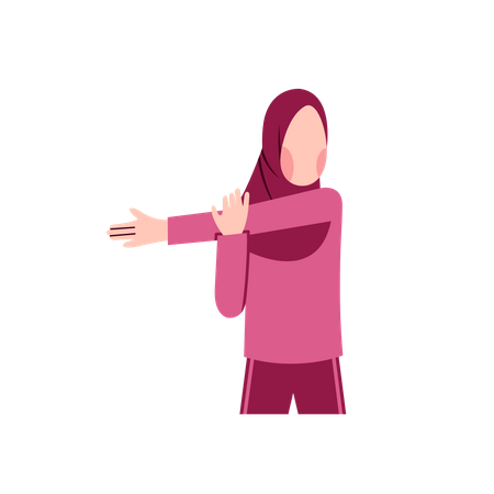 Hijab Lady Stretching  Illustration