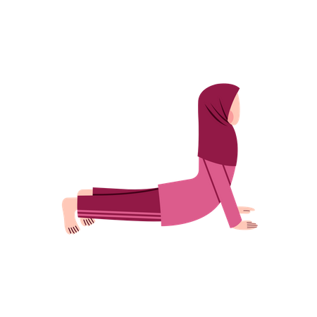 Hijab Lady Stretching  Illustration
