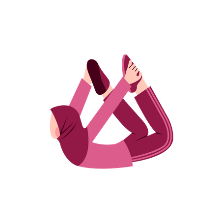 Hijab Lady Stretching  Illustration