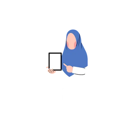 Hijab-Lehrerin zeigt etwas  Illustration