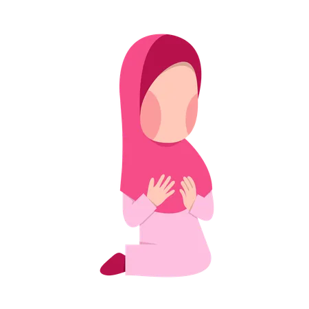 Betendes Mädchen mit Hijab  Illustration