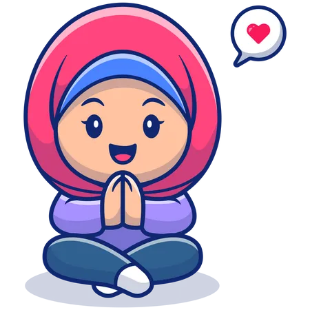 Betendes Mädchen mit Hijab  Illustration