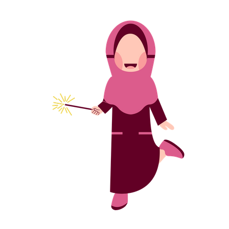 Hijab-Mädchen mit Feuerwerk  Illustration