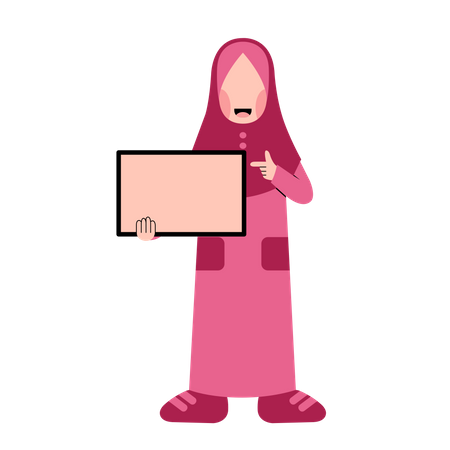 Hijab-Mädchen mit leerem Brett  Illustration