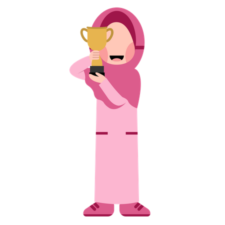 Hijab-Mädchen mit Trophäe  Illustration