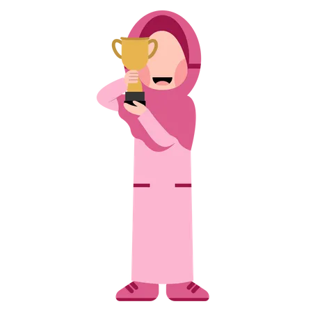 Hijab-Mädchen mit Trophäe  Illustration