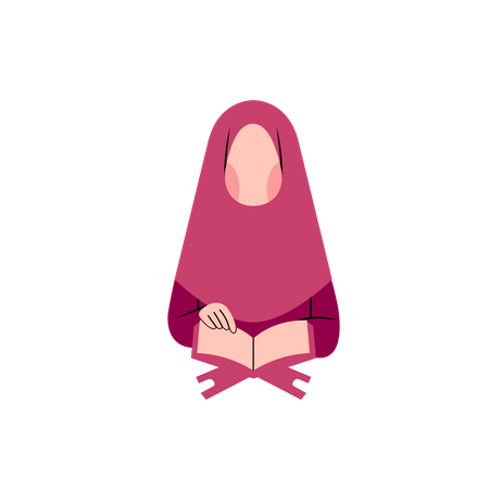 Mädchen mit Hijab liest den Koran  Illustration