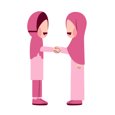 Hijab-Mädchen schütteln Hände  Illustration