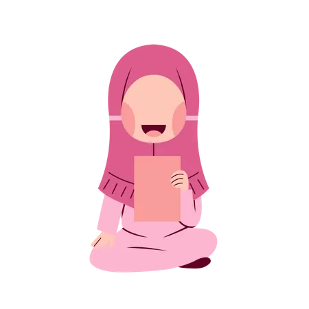 Hijab Mädchen sitzt auf dem Boden  Illustration