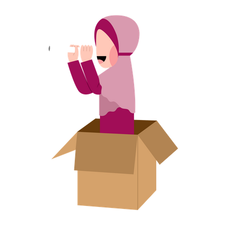 Hijab Mädchen spielen in der Box  Illustration