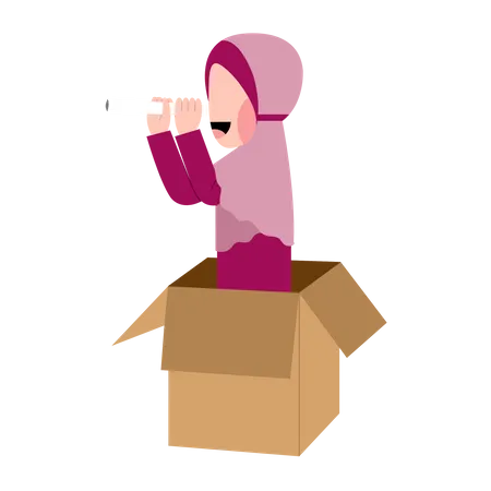 Hijab Mädchen spielen in der Box  Illustration