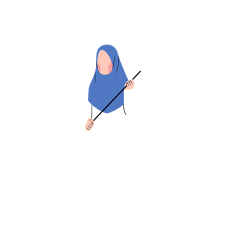 Profesora de hijab sosteniendo un bastón  Ilustración