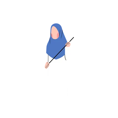 Profesora de hijab sosteniendo un bastón  Ilustración