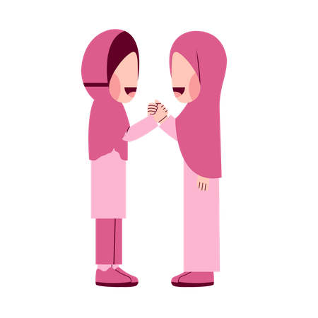 Meninas Hijab apertando as mãos  Ilustração