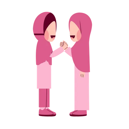 Meninas Hijab apertando as mãos  Ilustração