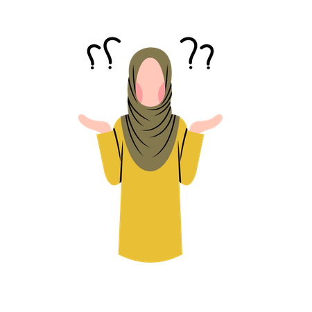 Confusión de la mujer hijab  Ilustración