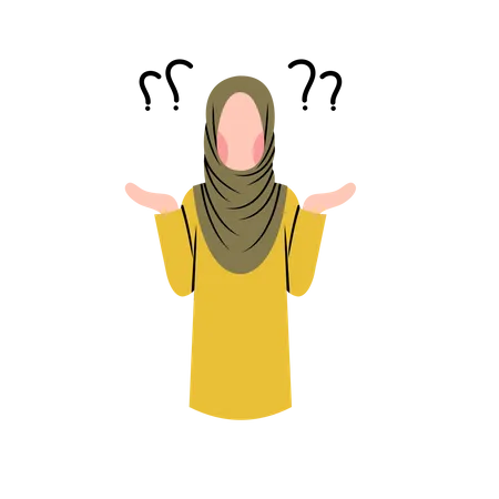 Mujer Hijab Pensando Ilustración