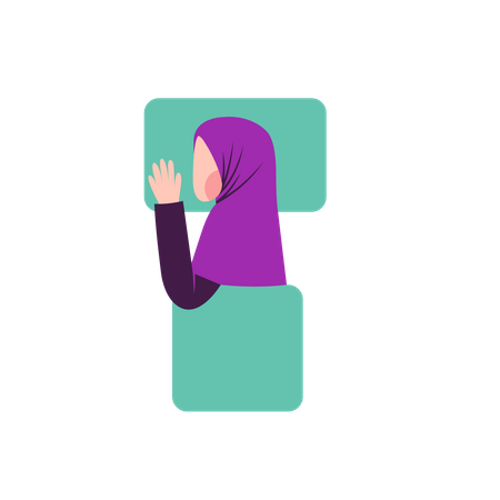 Mujer hijab durmiendo de lado  Ilustración