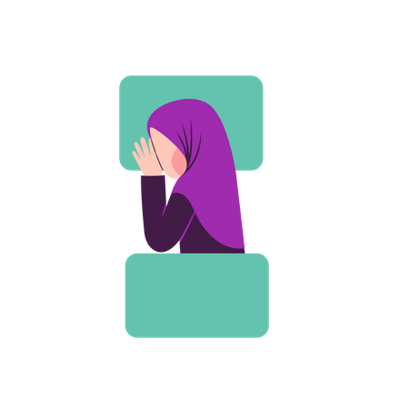 Mujer hijab durmiendo del lado derecho  Ilustración