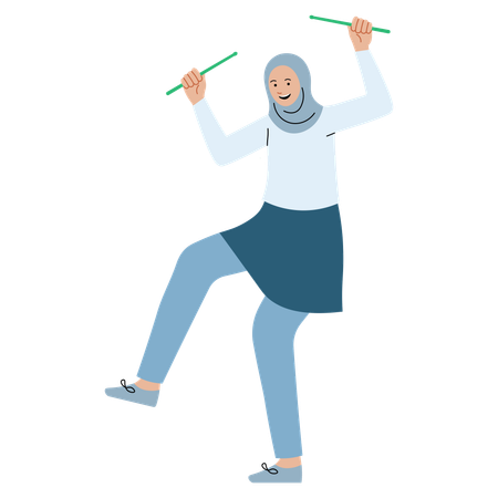 Hijab Mujer haciendo ejercicio de libra  Ilustración