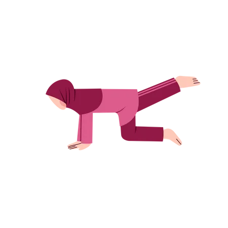 Mujer hijab haciendo yoga  Ilustración