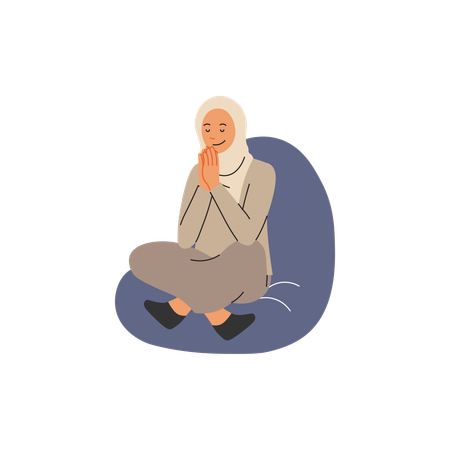 Meditación de mujer hijab  Ilustración