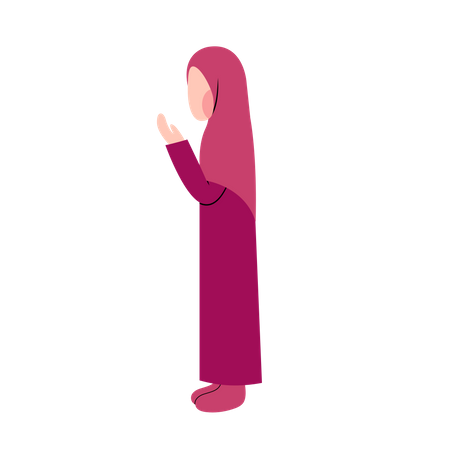 Mujer hijab rezando  Ilustración