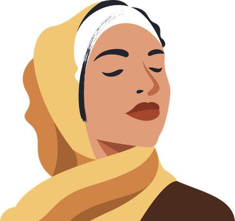 Mulher Hijab com olhos fechados  Ilustração