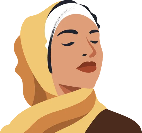 Mulher Hijab com olhos fechados  Ilustração