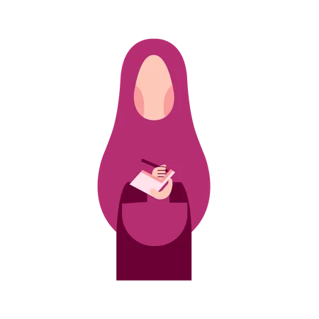 Menina muçulmana tomando notas  Ilustração