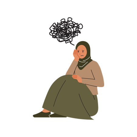 Estresse de mulher hijab  Ilustração