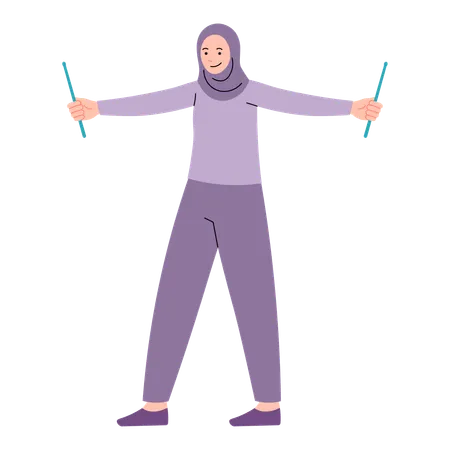 Mulher Hijab fazendo treino de libra  Ilustração