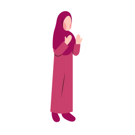 Mulher hijab rezando  Ilustração