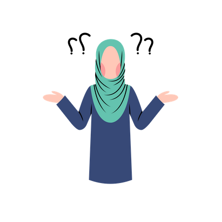 Mulher Hijab pensando  Ilustração